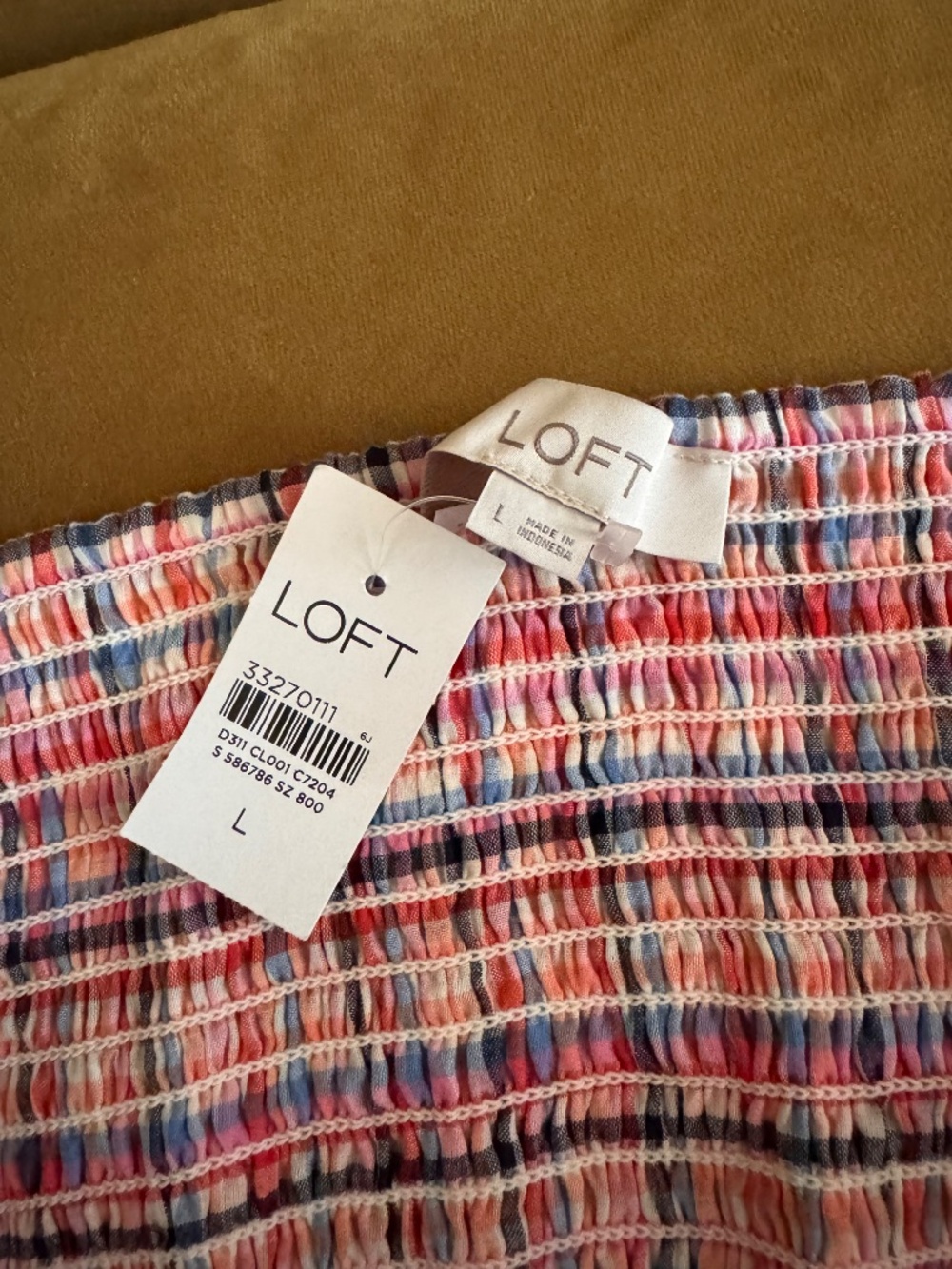 LOFT Plaid Cami Spaghetti Strap Summer Tank - Picture 3 of 4